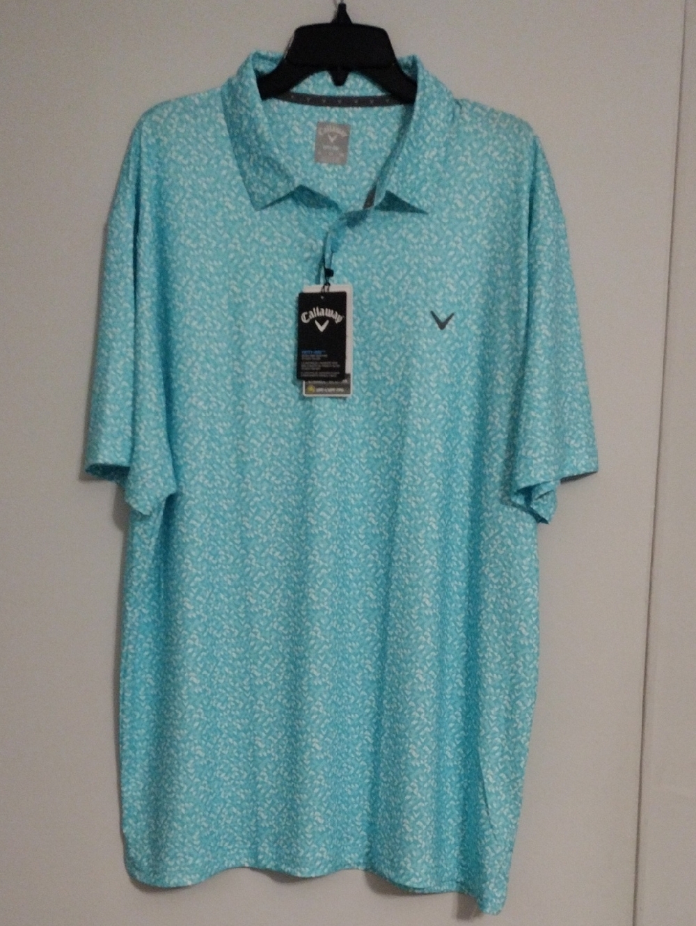 Callaway Men's Light Aqua Patterned Golf Polo